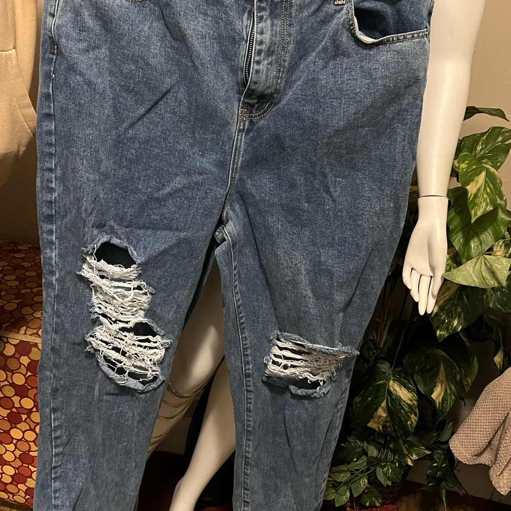 Distressed Blue Jeans